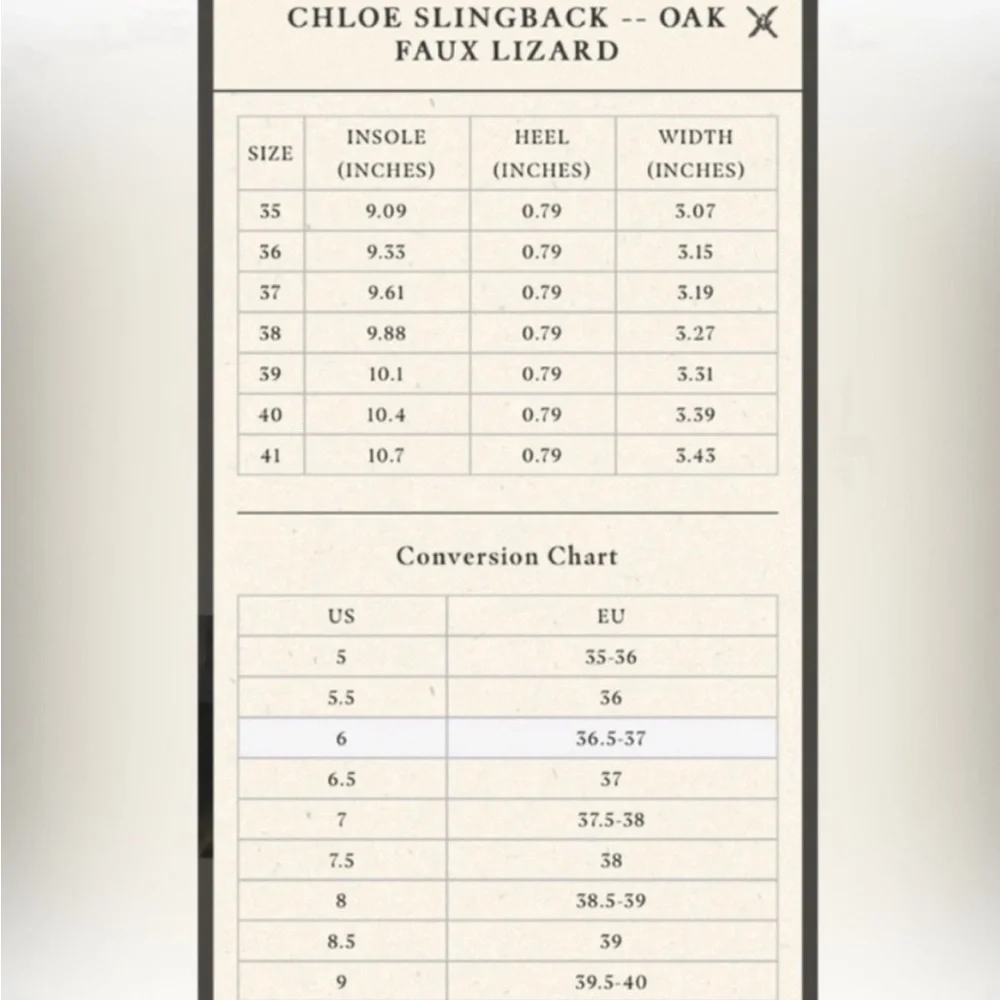 Doen Chloe Slingback in Oak Faux Lizard Leather Size 41 Euro - Picture 9 of 9